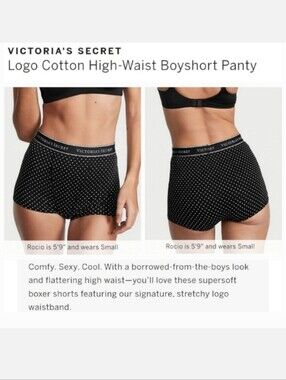 Victoria's secret cotton high-waist polka dot stretch boyshort panty LARGE